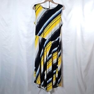 Yellow, Blue & White Striped Dress Sz XL